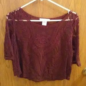 Maroon lace crop top